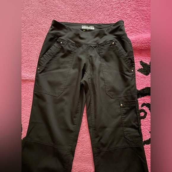 Women’s XXSP Black Purple Label Yoga by Healing Hands Tori Scrub Pants - Picture 1 of 4